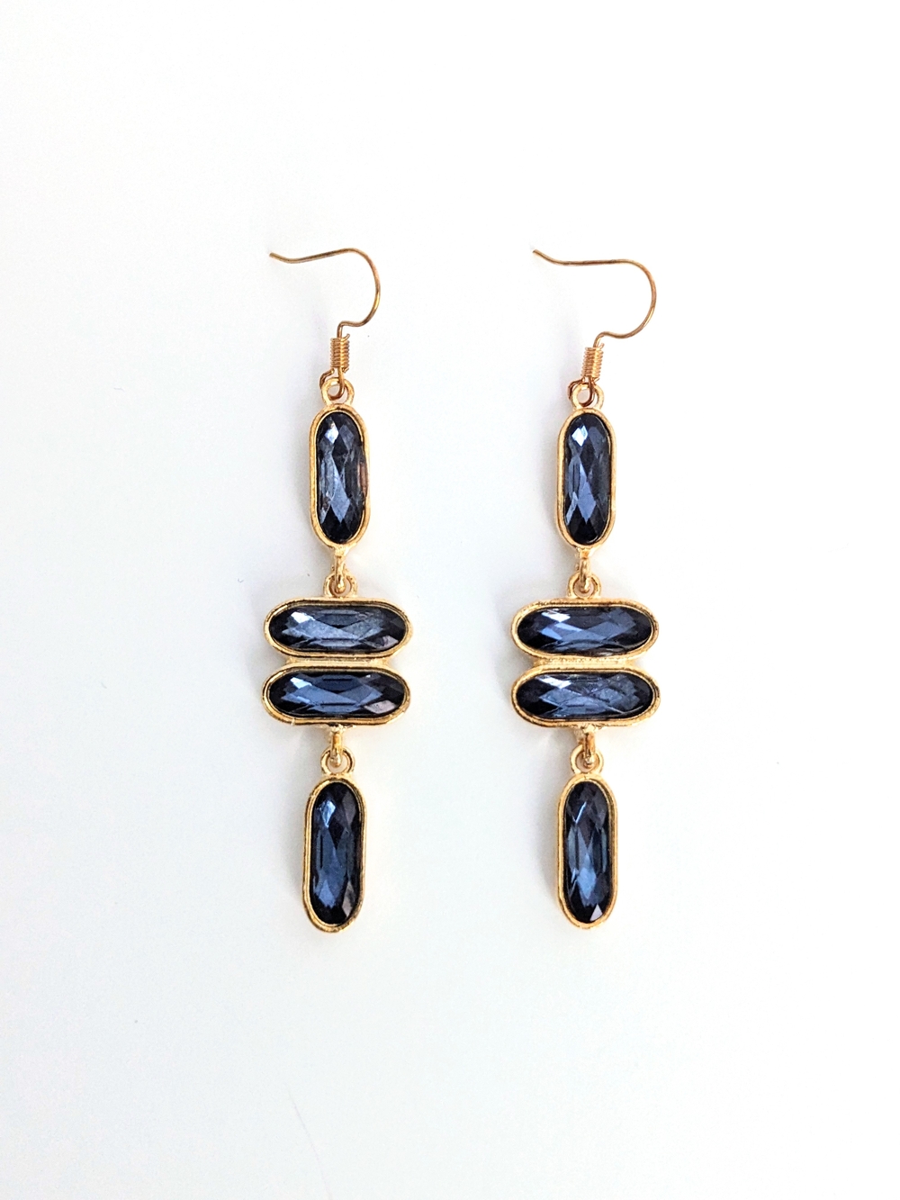 Blue Faceted Stone Earrings